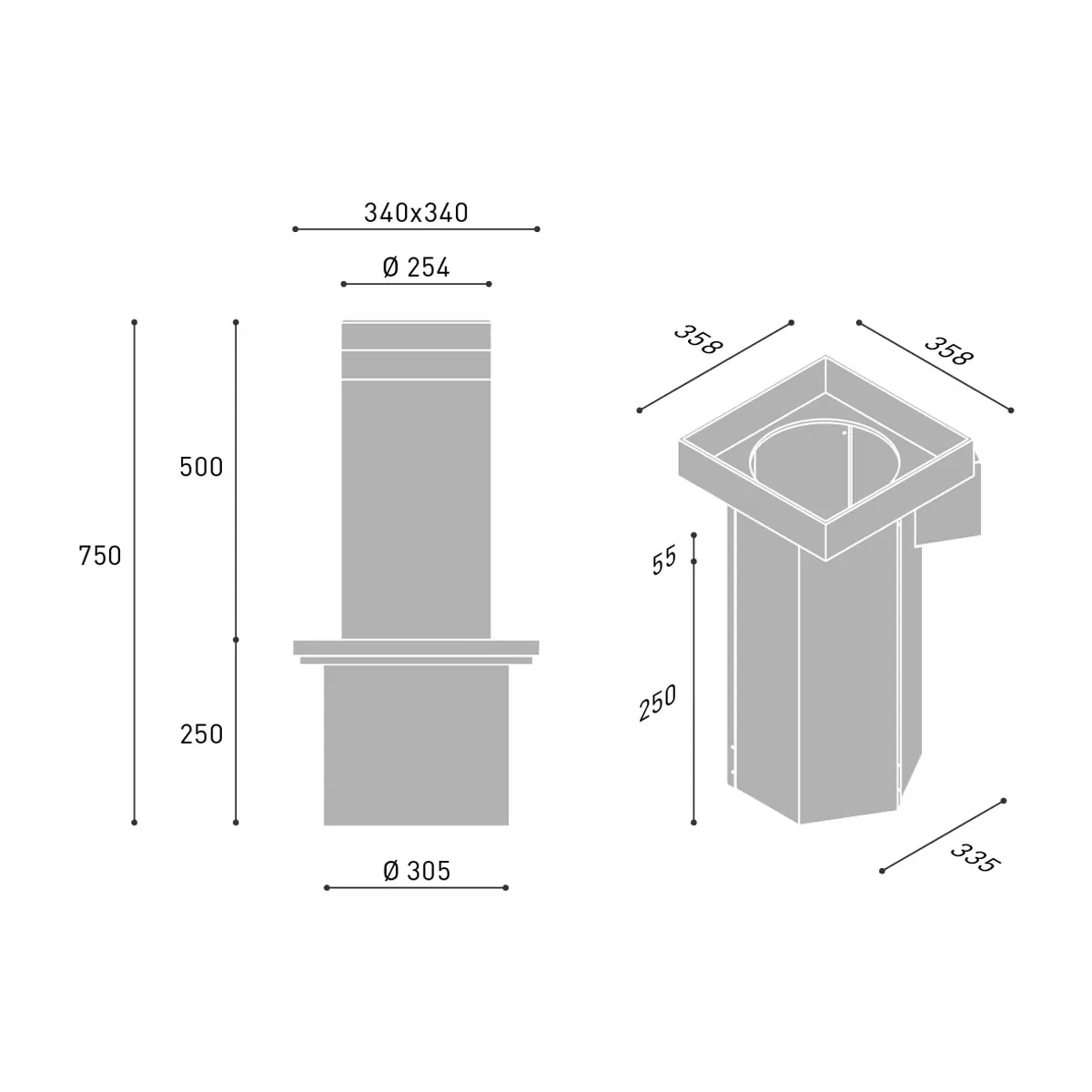 RYSUNKE TECHNICZNY WYMIARY FIX 525 BENINCA RISE